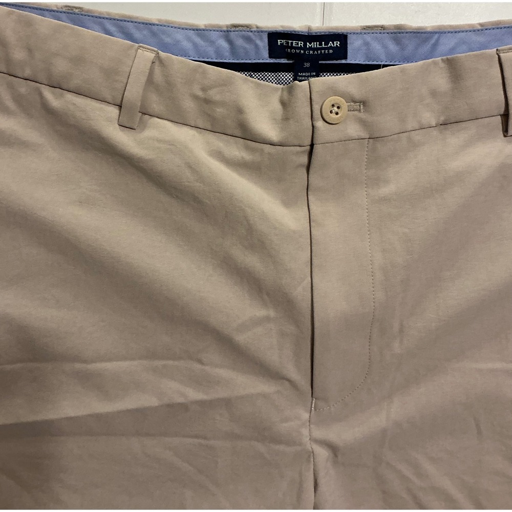 Peter Millar Crown Crafted Mens 38 Khaki Tan Performance Golf Shorts Preppy - Picture 3 of 8